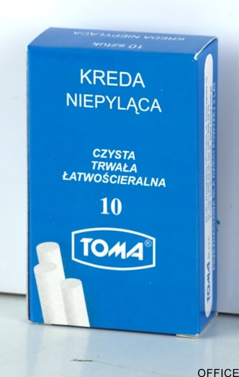 Kreda szkolna niepyląca biała -  opakowanie 10 pałeczek biały TO-81200 Toma