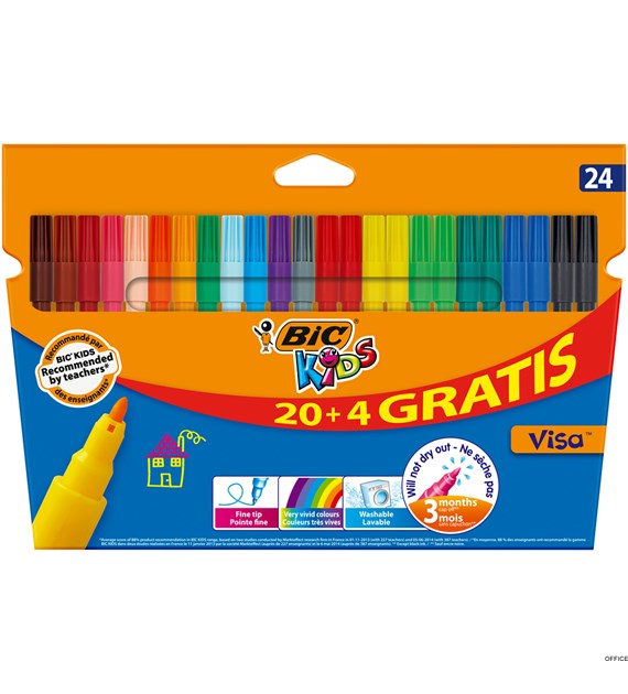 Flamastry BIC Kids Kid Visa 20+4szt, 897098 (X)