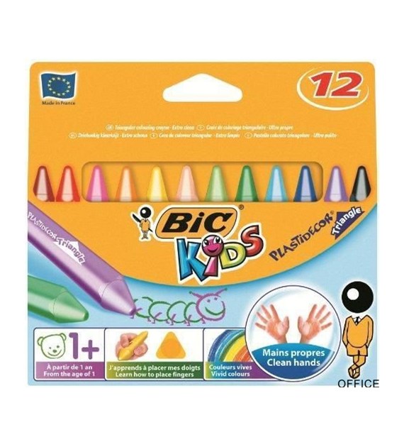 Kredki świecowe BIC Kids Plastidecor Triangle 12 kolorów, 8297732