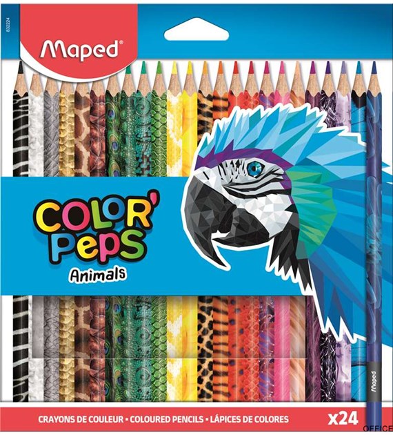 Kredki COLORPEPS ANIMALS trójkątne 24 kolorów 832224 MAPED