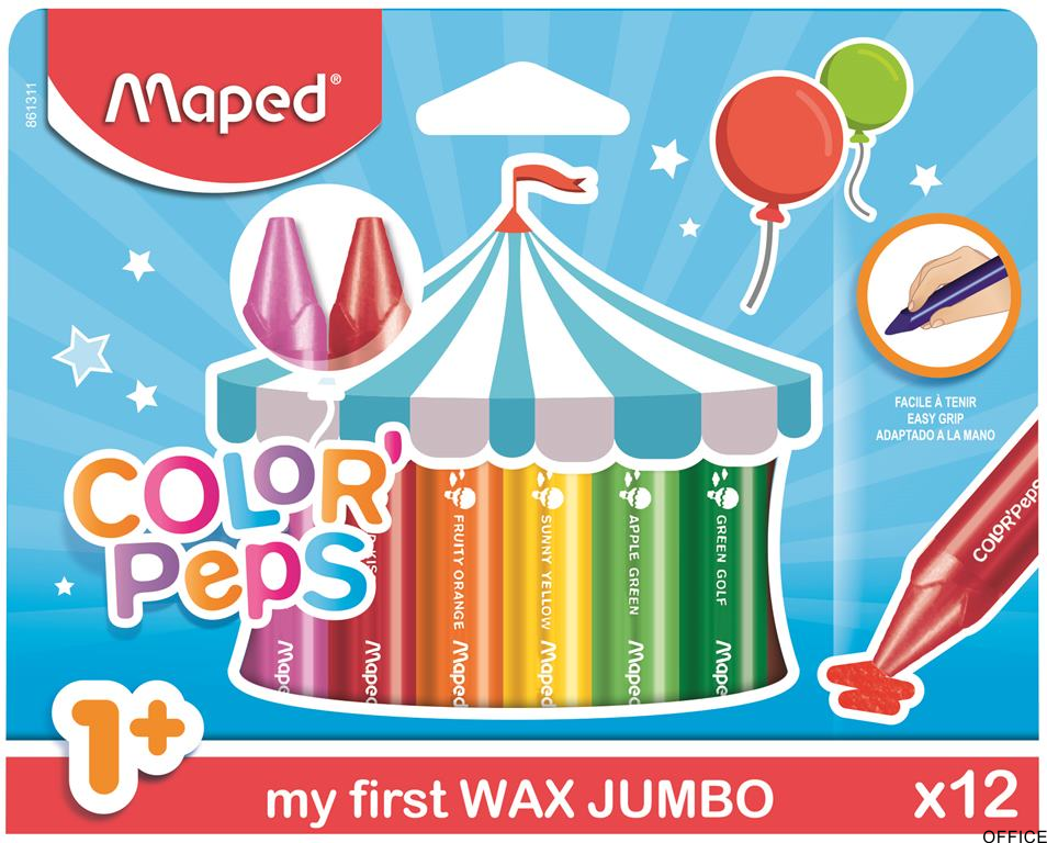 Kredki COLORPEPS świecowe JUMBO 12 kolorów 861311 MAPED