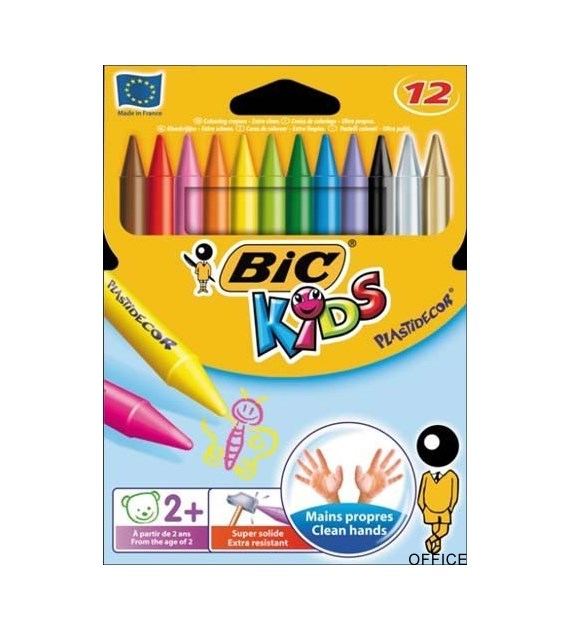 Kredki świecowe BIC Kids Plastidecor 12 kolorów, 945764