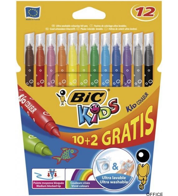 Flamastry BIC Kids Kid Couleur 10+2szt, 9202942