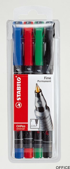 Foliopis STABILO OHPen niezmywalny 0.7mm 4sztuki. w etui 842/4