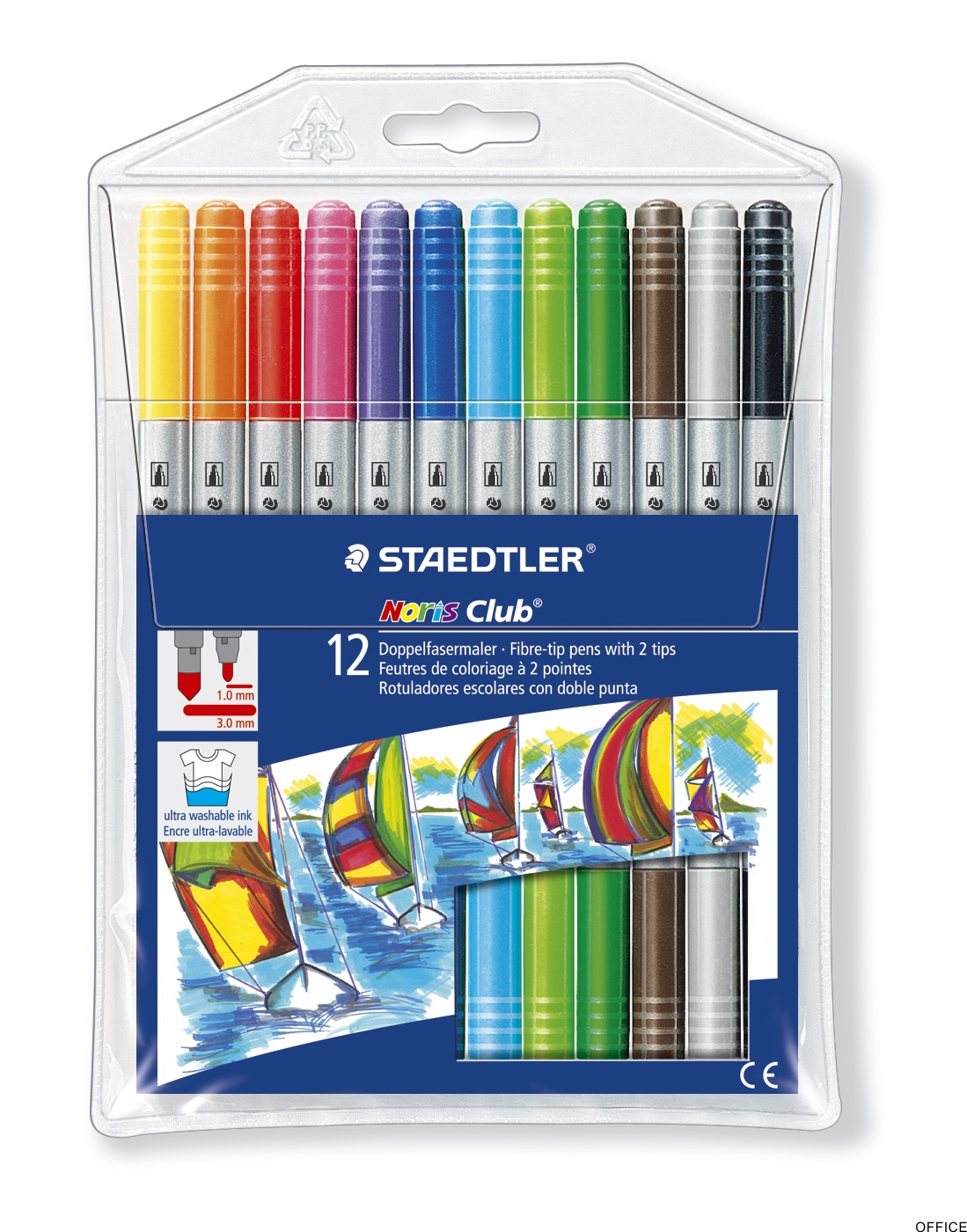 Flamastry dwustronne Noris Club, 12 kol., Staedtler S 320 NWP12
