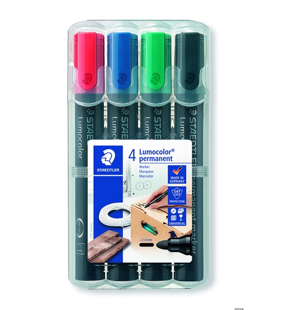 Marker Lumocolor, wodoodporny, okrągły, 4 kol. (2, 3, 5, 9) w etui box, Staedtler S 352 WP4