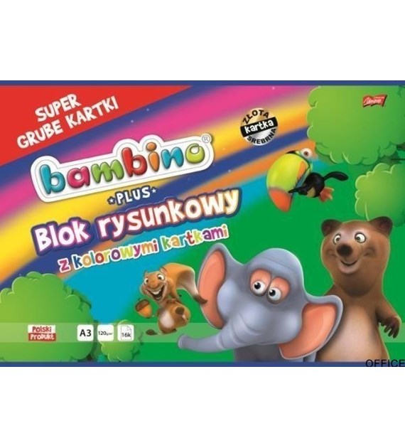 Blok rysunk. kol. kart.BAMBINO PLUS A3 16 k. złota i srebrna k. ST.MAJEWSKI (X)