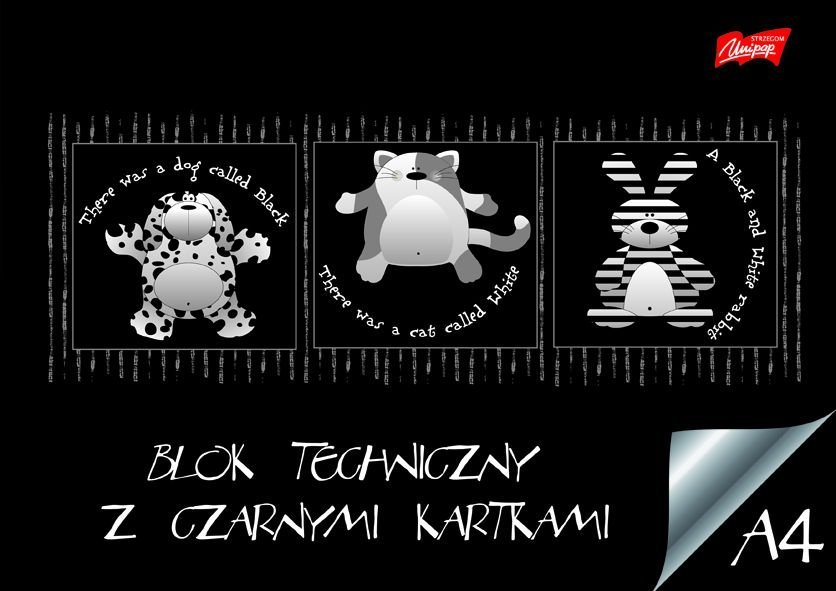 Blok tech czarne kar.  A4 10kartek 180g/m2 UNIPAP