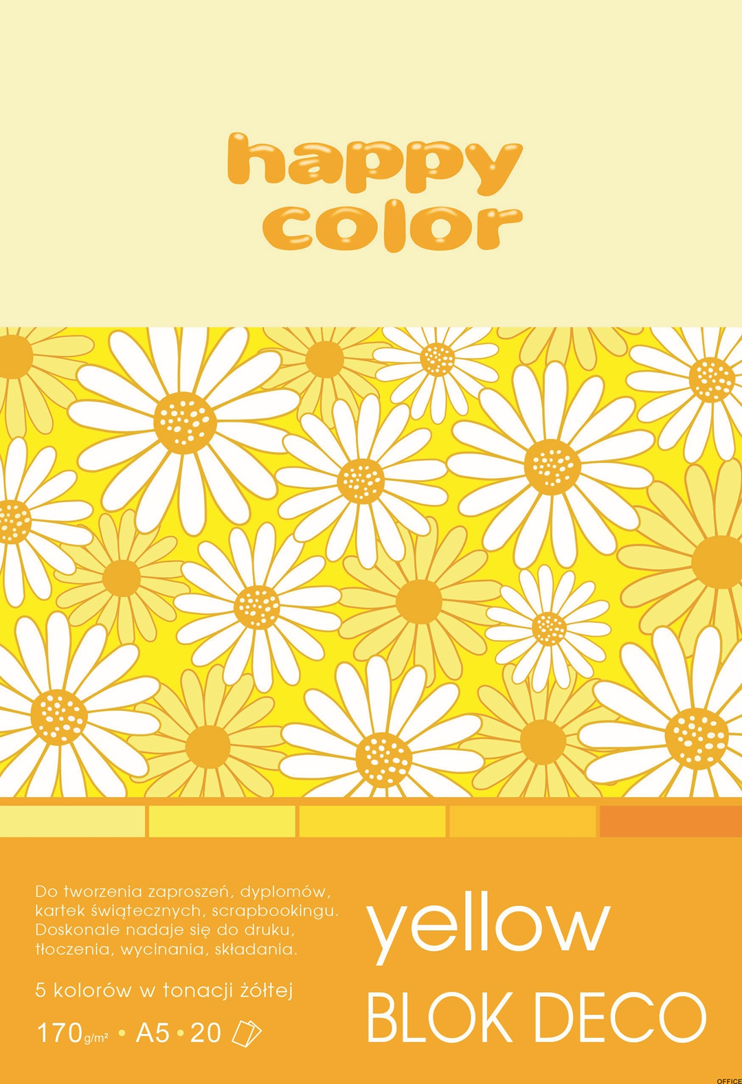 (WYCOFANE)Blok DECO YELLOW HAPPY COLOR A5 20ark.170g 5 kolorów HA 3717 1520-012