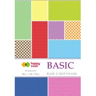 Blok z motywami BASIC, 80g/m2, A4, 15 ark, 30 motyw, Happy Color HA 3808 2030-A