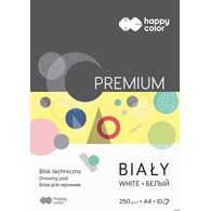 Blok techniczny PREMIUM biały A4, 250g, 10 ark, Happy Color HA 3725 2030-0