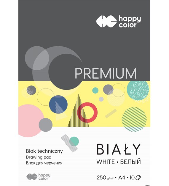 Blok techniczny PREMIUM biały A4, 250g, 10 ark, Happy Color HA 3725 2030-0