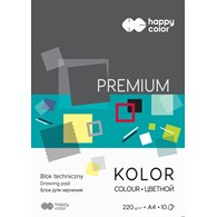 Blok techniczny PREMIUM kolorowy A4, 220g, 10 ark, Happy Color HA 3722 2030-09