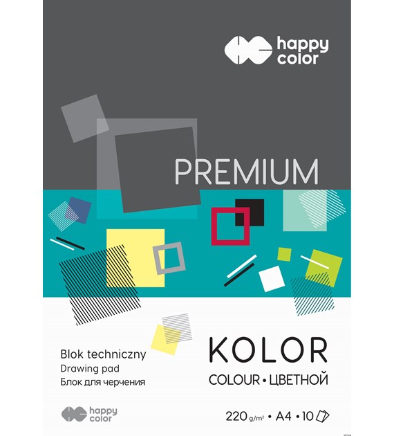 Blok techniczny PREMIUM kolorowy A4, 220g, 10 ark, Happy Color HA 3722 2030-09