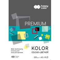 Blok techniczny PREMIUM kolorowy A3, 220g, 10 ark, Happy Color HA 3722 3040-09