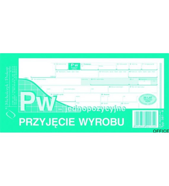 381-8 PW jednopozycyjne przyjęcie wyrobu MICHALCZYK I PROKOP (X)