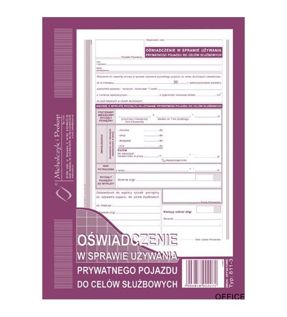 811-3 Oświad.w spraw.używ.pryw pojazd.MICHALCZYK I PROKOP