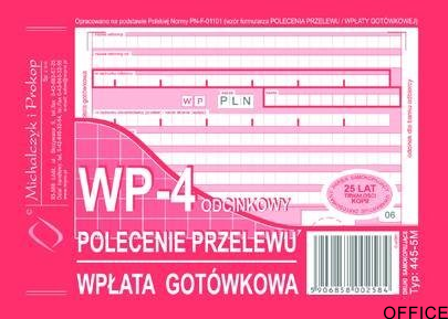 445-5M Polecenie przelewu (1+3) A6 80kartek MICHALCZYK&PROKOP