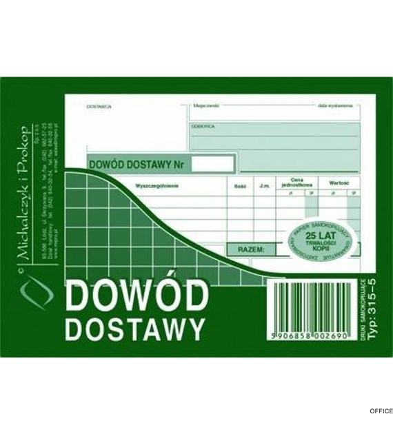 315-5 Dowód dostawy A6 wielokopia MICHALCZYK&PROKOP