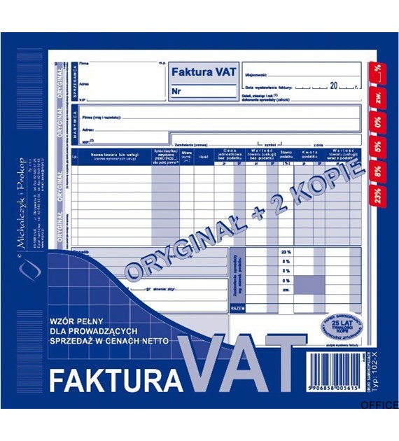 102-XE/N  Fak.VAT 2/3 A4(peł or +2kop)MICHALCZYK I PROKOP