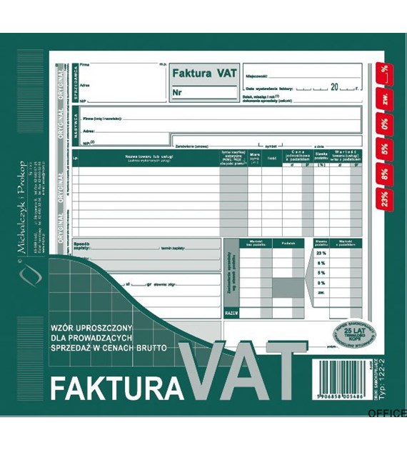 122-2E Faktura VAT brut.2/3 A4 (uproszcz.)MICHALCZYK i PROKOP