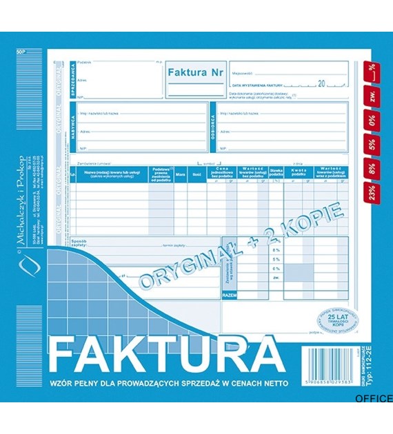 112-2E Faktura z osobnym wskazaniem nabywcy i odbiorcy 2/3A4 MICHALCZYK