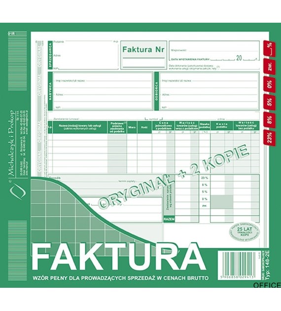 148-2E Faktura pełna sprzedaż w cenach brutto 2/3 A4 (o+2k) MICHALCZYK