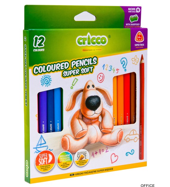 Kredki CRICCO trójk.grube SUPER SOFT12 CR335K12 AX op.kartonowe