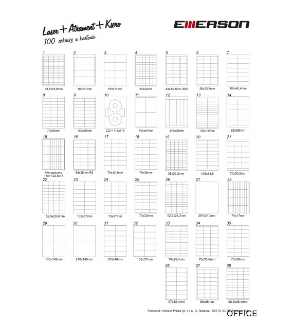 Etykiety A4 70*33.8mm białe 034 EMERSON (X)