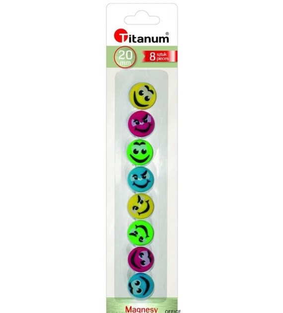 Magnesy do tablic 20mm/8 SMILEY 249640 TITANUM (X)