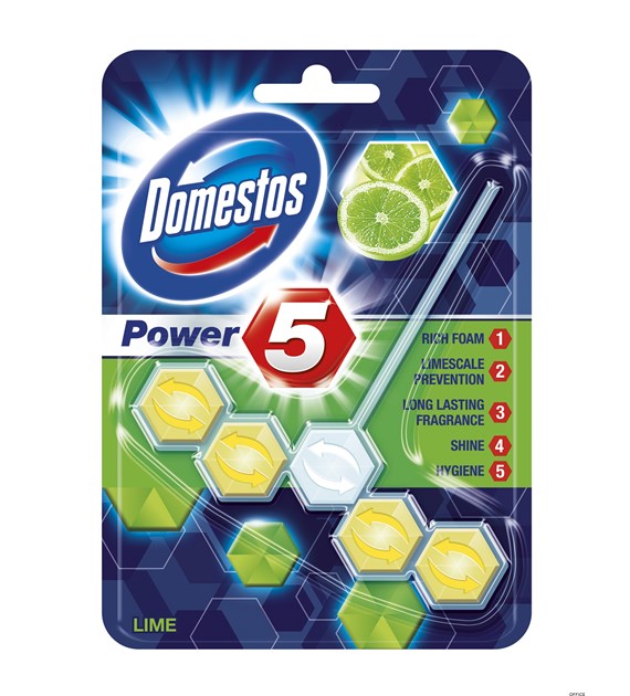 DOMESTOS Zawieszka do toalety KOSTKA POWER5 LIME 55g 96972