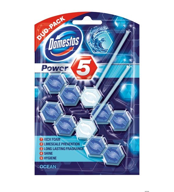 DOMESTOS Zawieszka do toalety POWER5 DUO OCEAN 5x2x55g *23984