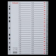 Przekładki plastikowe numeryczne A4 1-54 szare ESSELTE 100109