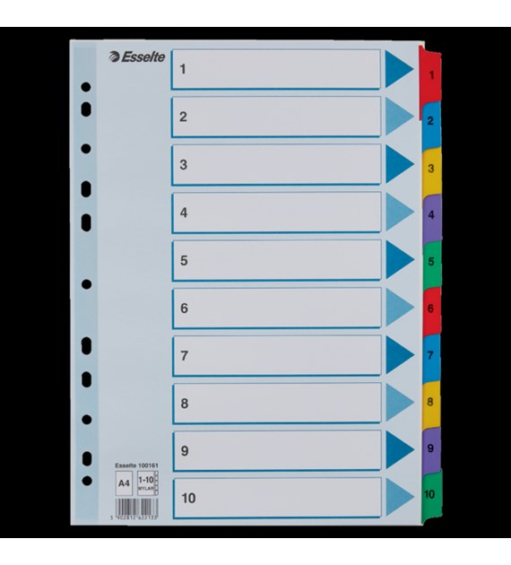 Przekładki kartonowe MYLAR A4 1-10 100161 białe ESSELTE