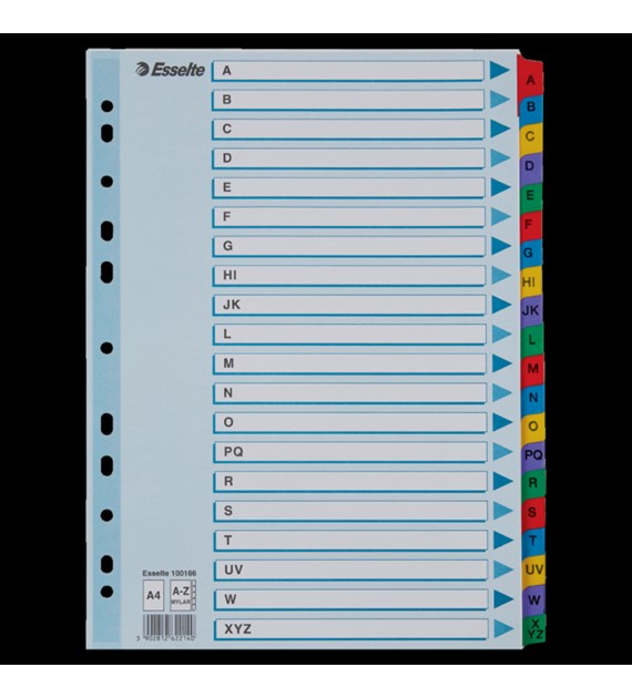 Przekładki kartonowe MYLAR A4 A-Z 100166 białe ESSELTE