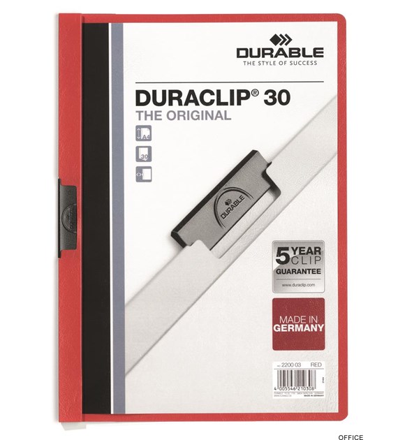 Skoroszyt DURABLE DURACLIP Original 30 czerwony 2200-03