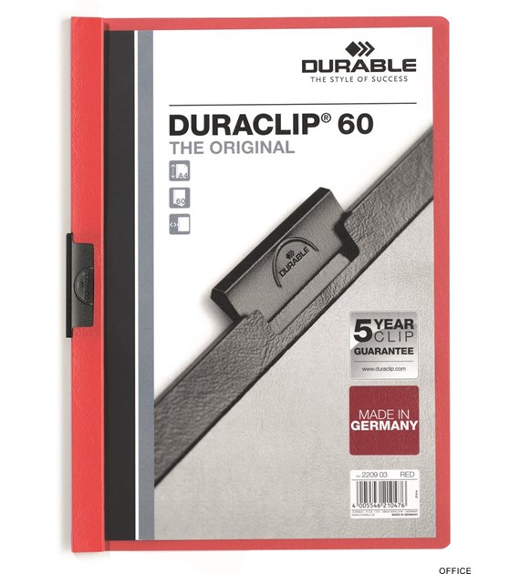 Skoroszyt DURABLE DURACLIP Original 60 czerwony 2209-03