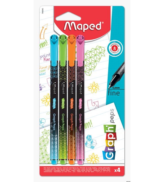 Cienkopis GRAPH PEPS DECO kolory fancy 4 szt blister Maped 749043