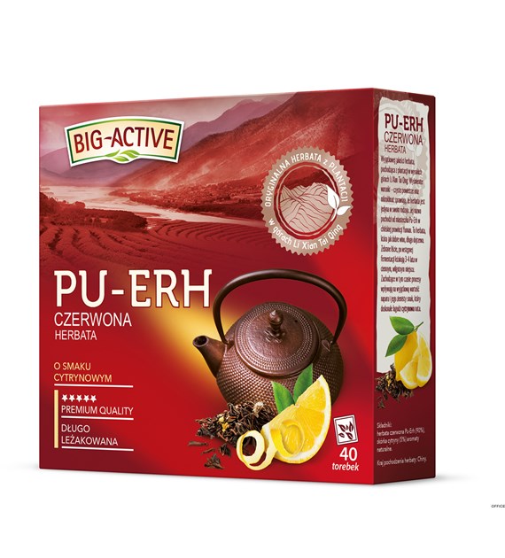 Herbata BIG-ACTIVE PU-ERH czerwona o smaku cytrynowym 40 torebek/72g