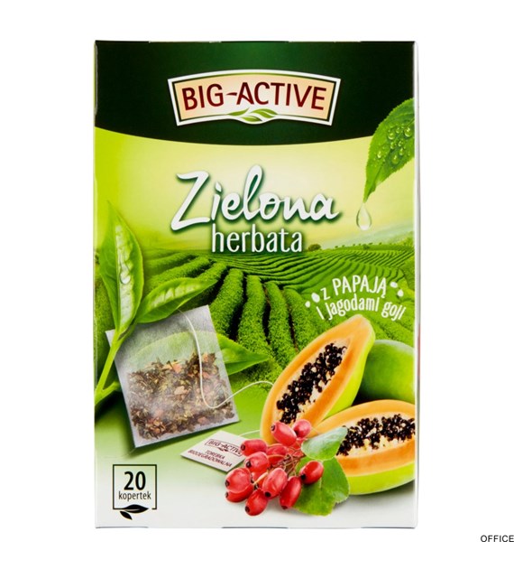 Herbata BIG-ACTIVE PAPAJA JAGODA GOJI zielona 20 kopert/34g