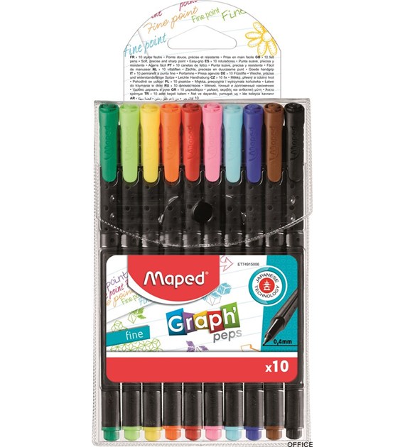 Cienkopis GRAPH PEPS 10szt.etui 749150 MAPED 0.4mm