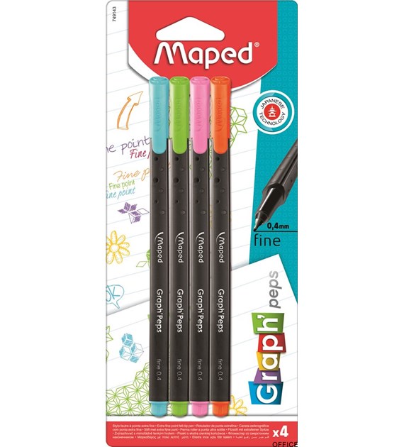 Cienkopis GRAPH PEPS kolory fancy 4 szt Maped 749143