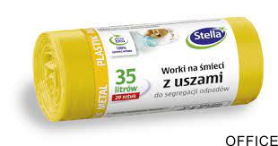 Worki do segregacji PLASTIK żółte z uszami LDPE 35l(20szt.) STELLA 032204