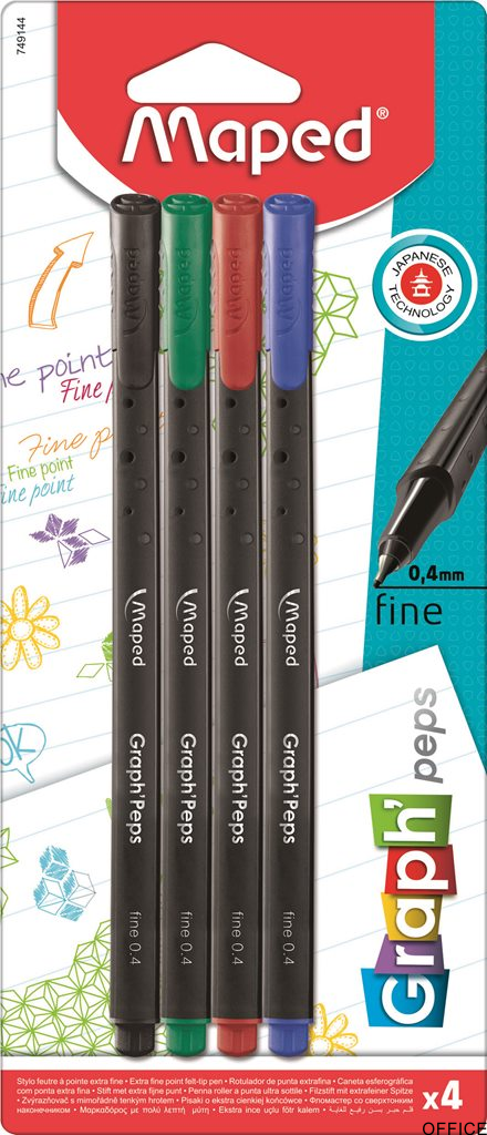 Cienkopis GRAPH PEPS kolory  basic 4 szt Maped 749144