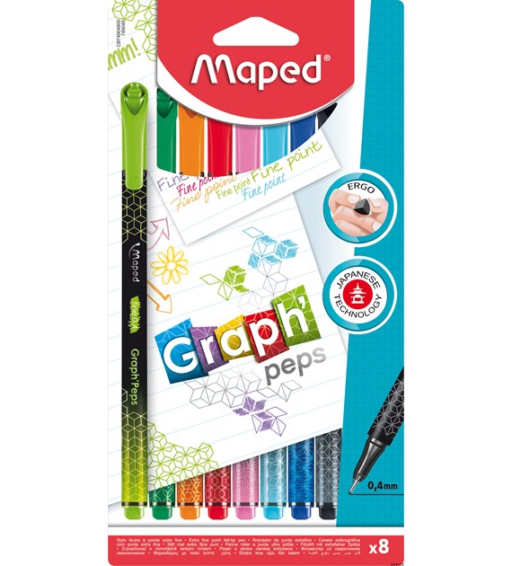 Cienkopis GRAPH PEPS DECO 8 szt blister Maped 749048 (X)