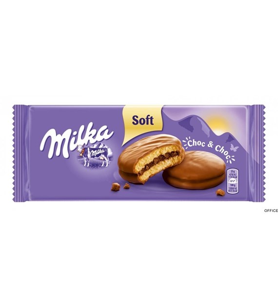 Ciastka MILKA Choc&Choc biszkoptowe z nadzieniem kakaowym i kaw. czeko. 150g