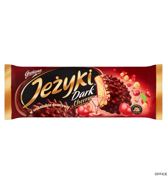 Ciastka JEŻYKI Dark Cherry 140g w czekoladzie deserowej