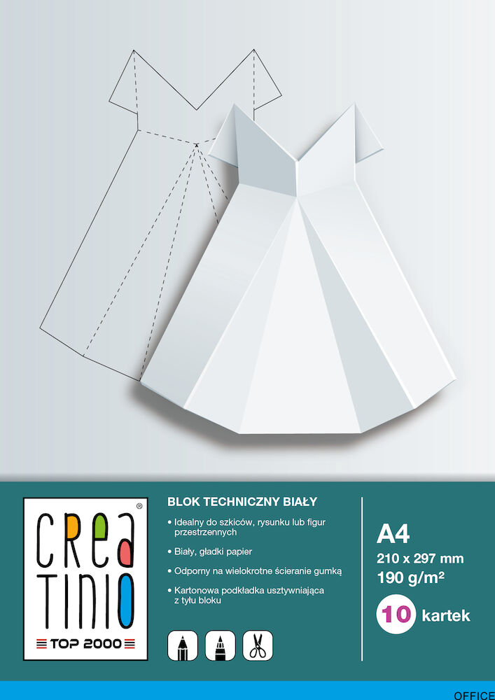 Blok techniczny A4 10k 170g CREATINIO biały 400079849
