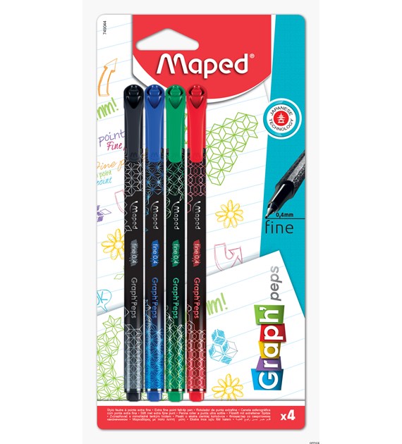 Cienkopis GRAPH PEPS DECO kolory  basic 4 szt blister Maped 749044