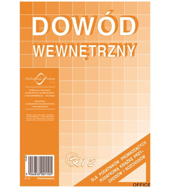 Dowód_wewnętrzny dla podatników prowadzących podatkową k.p.i.r.K-12 Michalczyk i Prokop